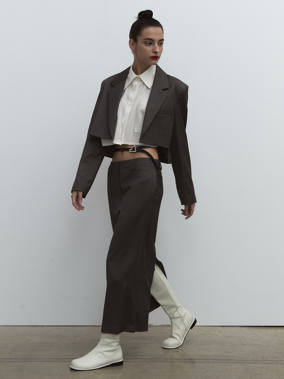 Strata Long Skirt [Gray Brown]