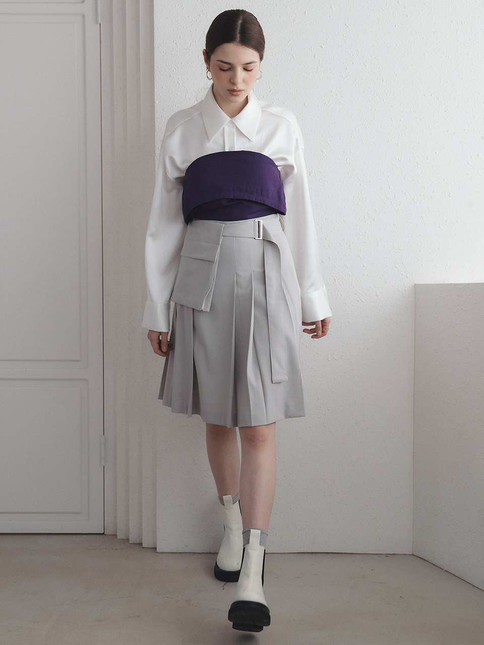 Pocket Belt Midi Skirt [3color]