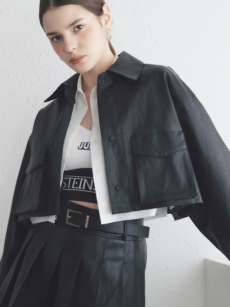 Leather Shirt Jacket [Black]
