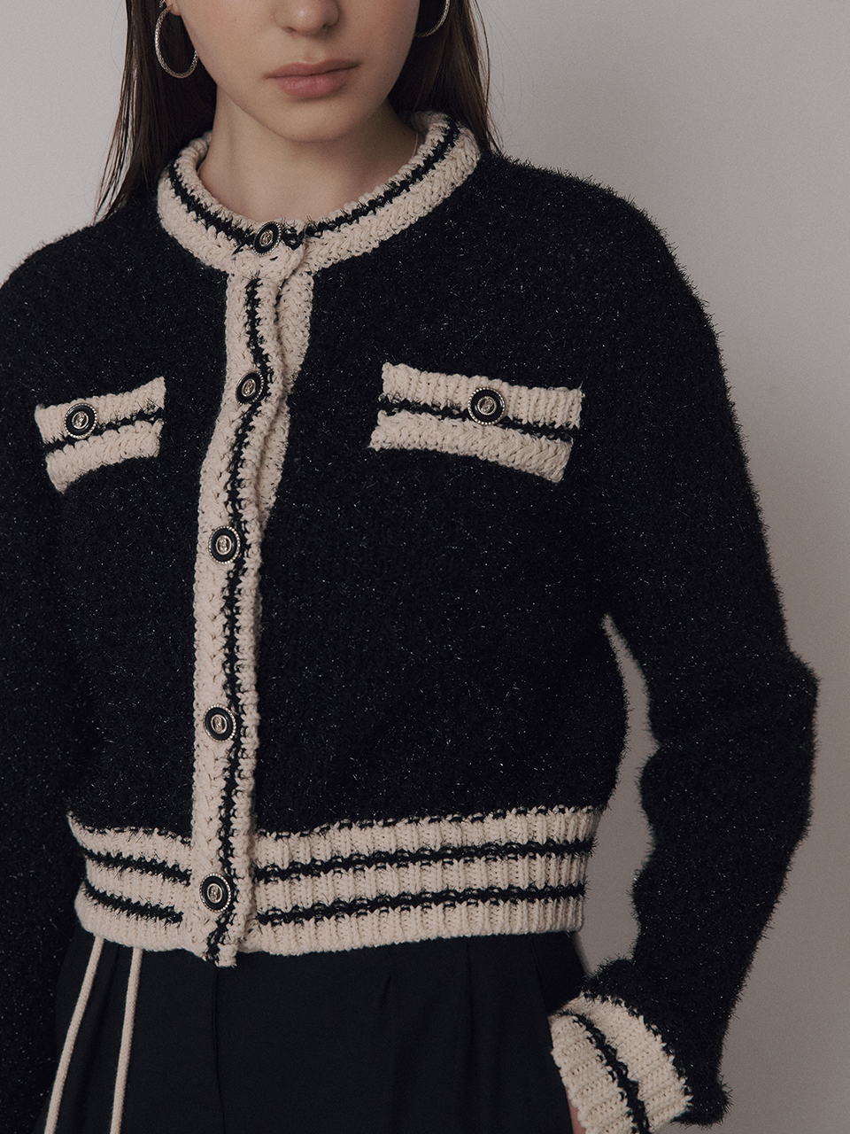 Pearl Line Knit Cardigan [2color]