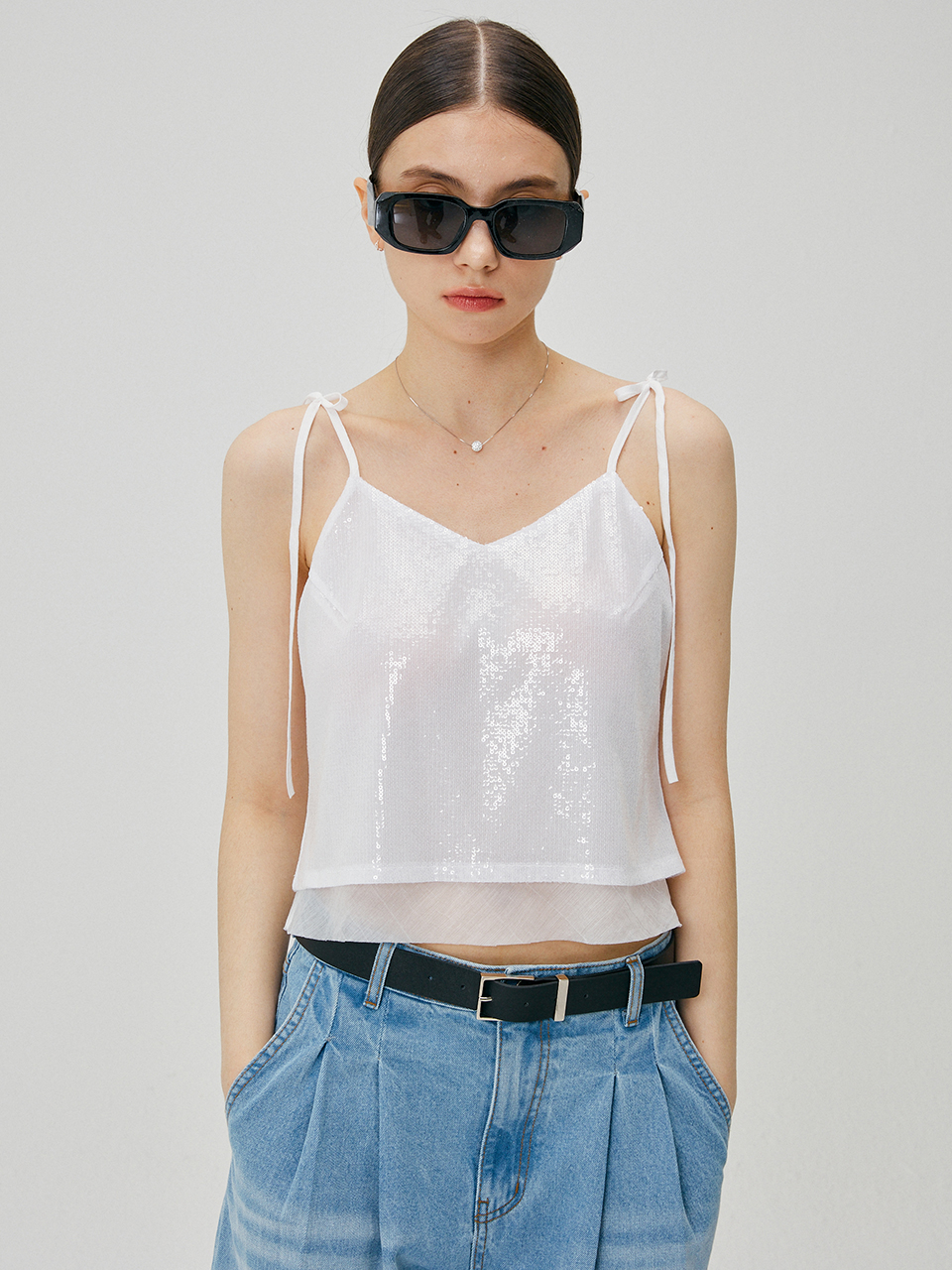Sequin Sleeveless Top [3color]