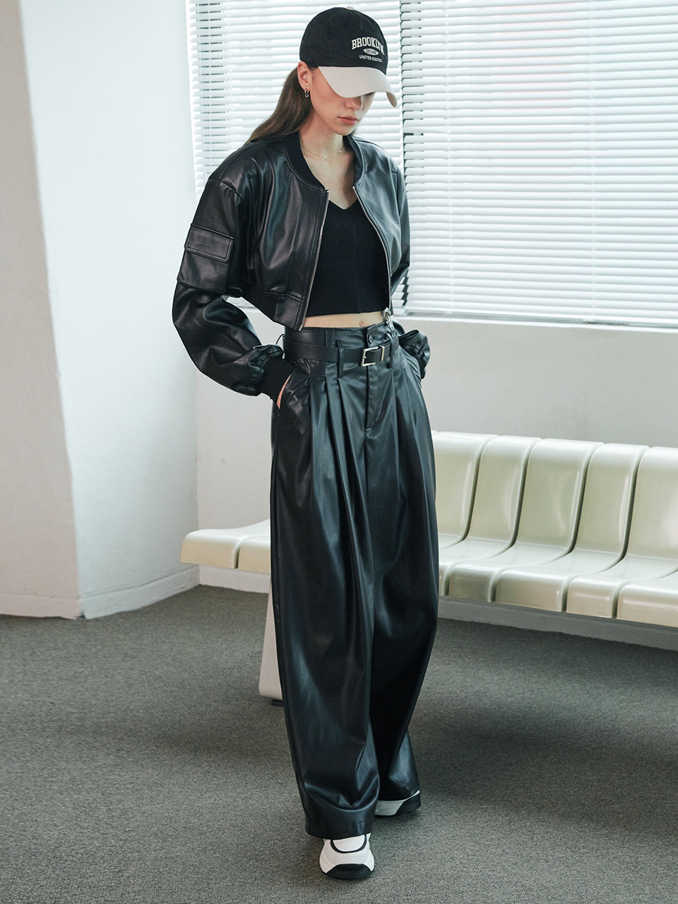 Double Belted Leather Slacks [2color]