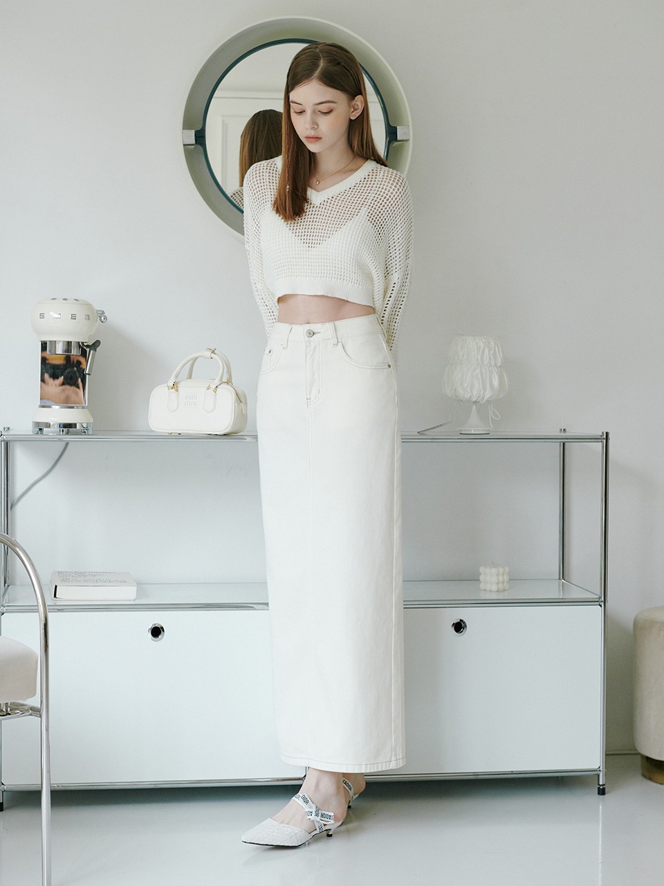 Cotton H-Line Long Skirt_2color