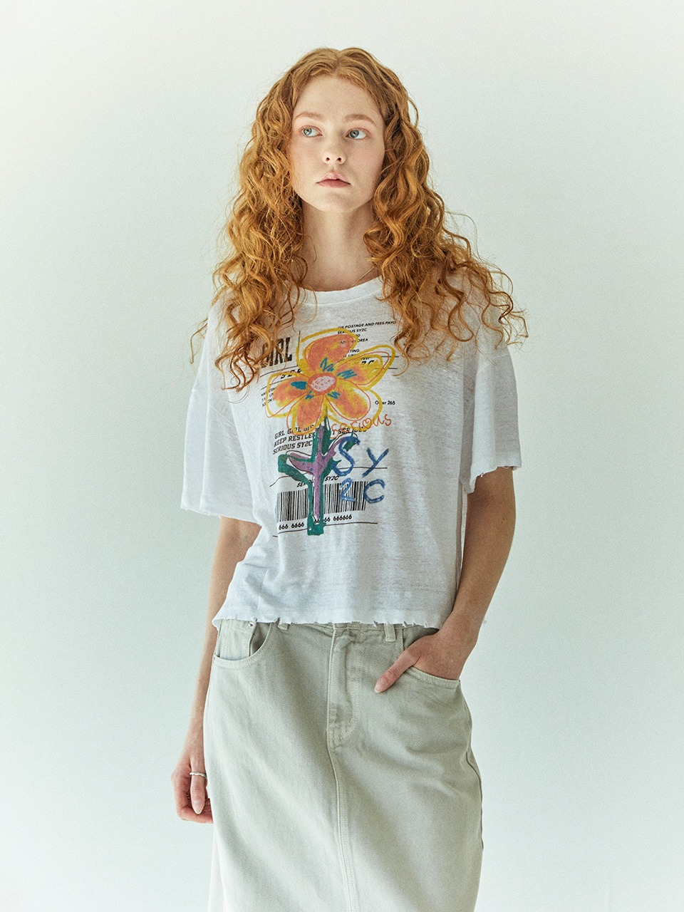 Flower Doodle Linen T-Shirt